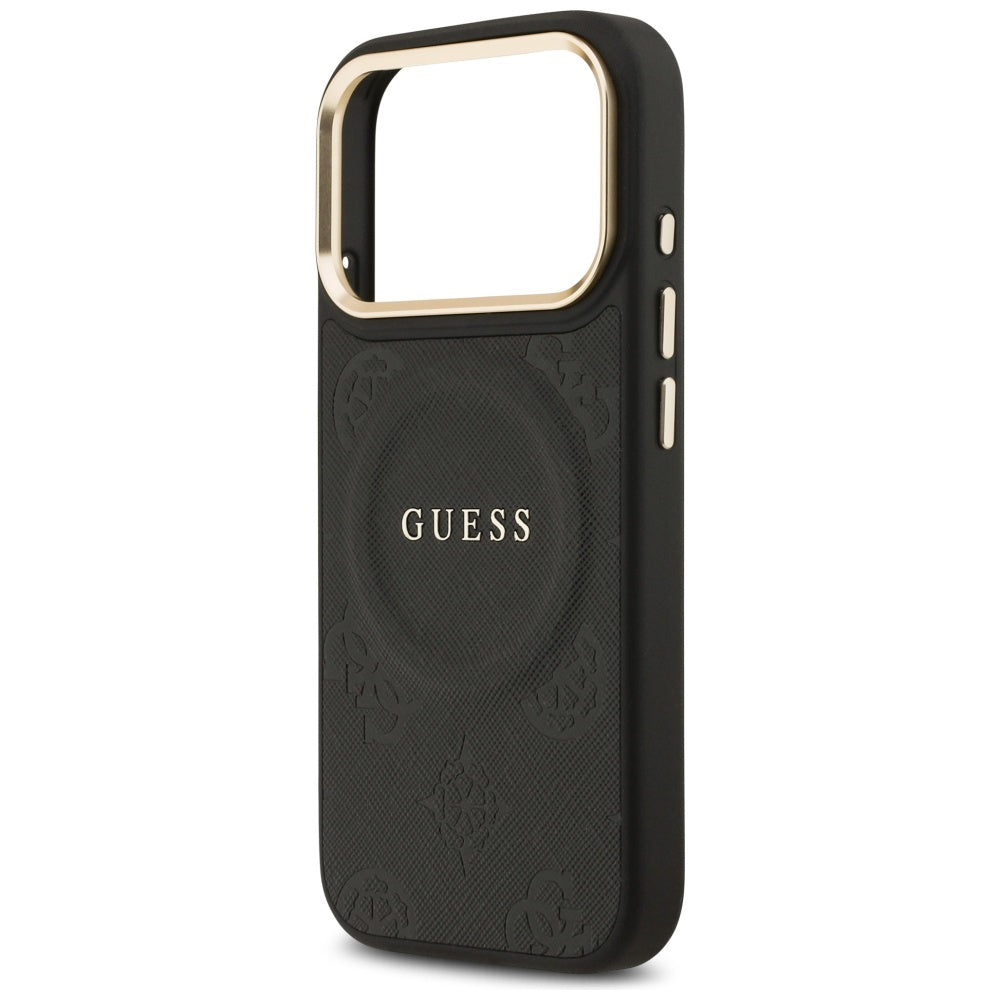 MagSafe Case for Apple iPhone 17 Pro, Guess, Peony Hot Stamp, Black