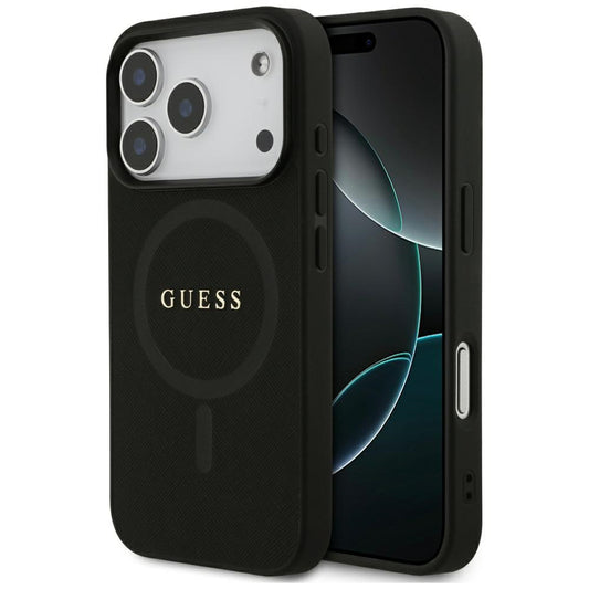 MagSafe cover til Apple iPhone 17 Pro, Guess, Saffiano Classic Logo, Sort