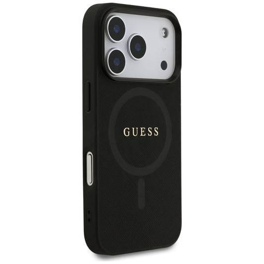 MagSafe cover til Apple iPhone 17 Pro, Guess, Saffiano Classic Logo, Sort