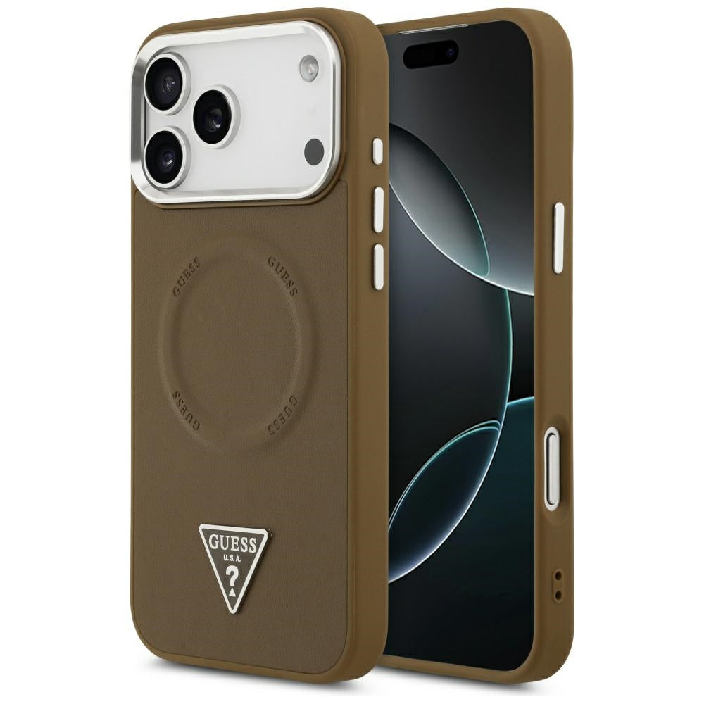 MagSafe cover til Apple iPhone 17 Pro, Guess, Triangle Logo, Sølvbrun
