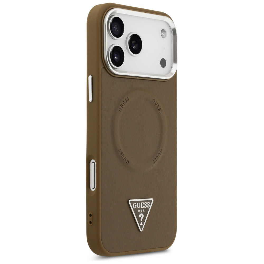 MagSafe cover til Apple iPhone 17 Pro, Guess, Triangle Logo, Sølvbrun