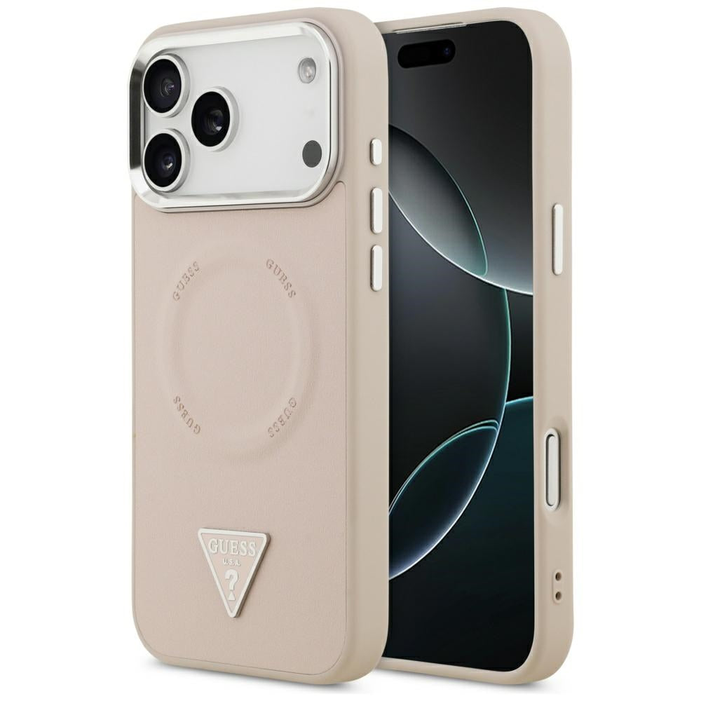 MagSafe cover til Apple iPhone 17 Pro, Guess, Triangle Logo, Sølvrosa