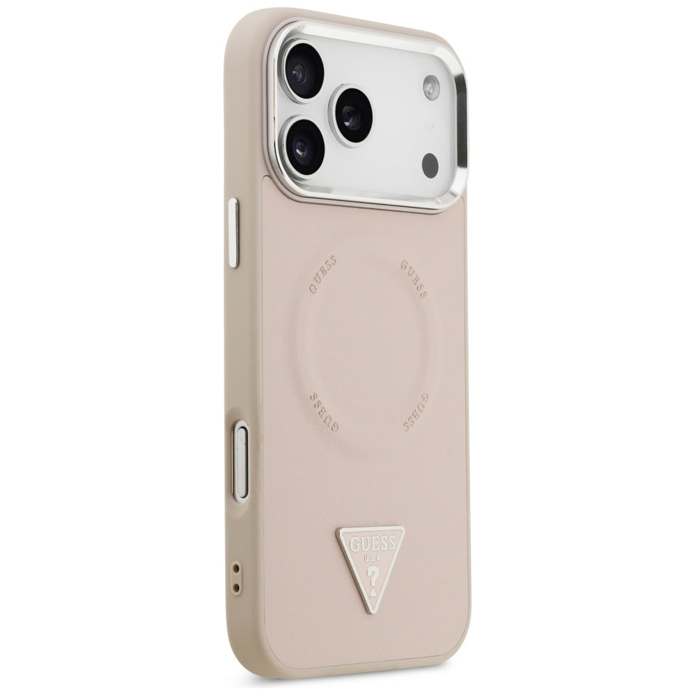 MagSafe cover til Apple iPhone 17 Pro, Guess, Triangle Logo, Sølvrosa