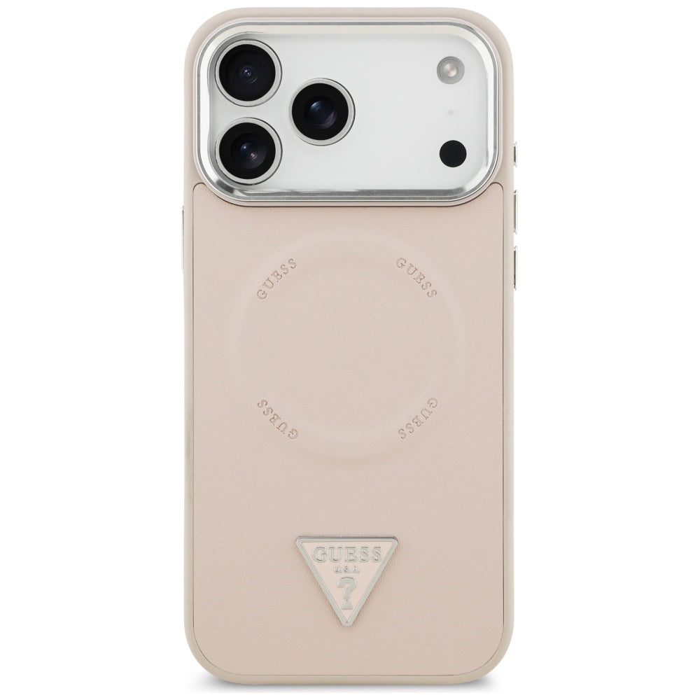 MagSafe cover til Apple iPhone 17 Pro, Guess, Triangle Logo, Sølvrosa