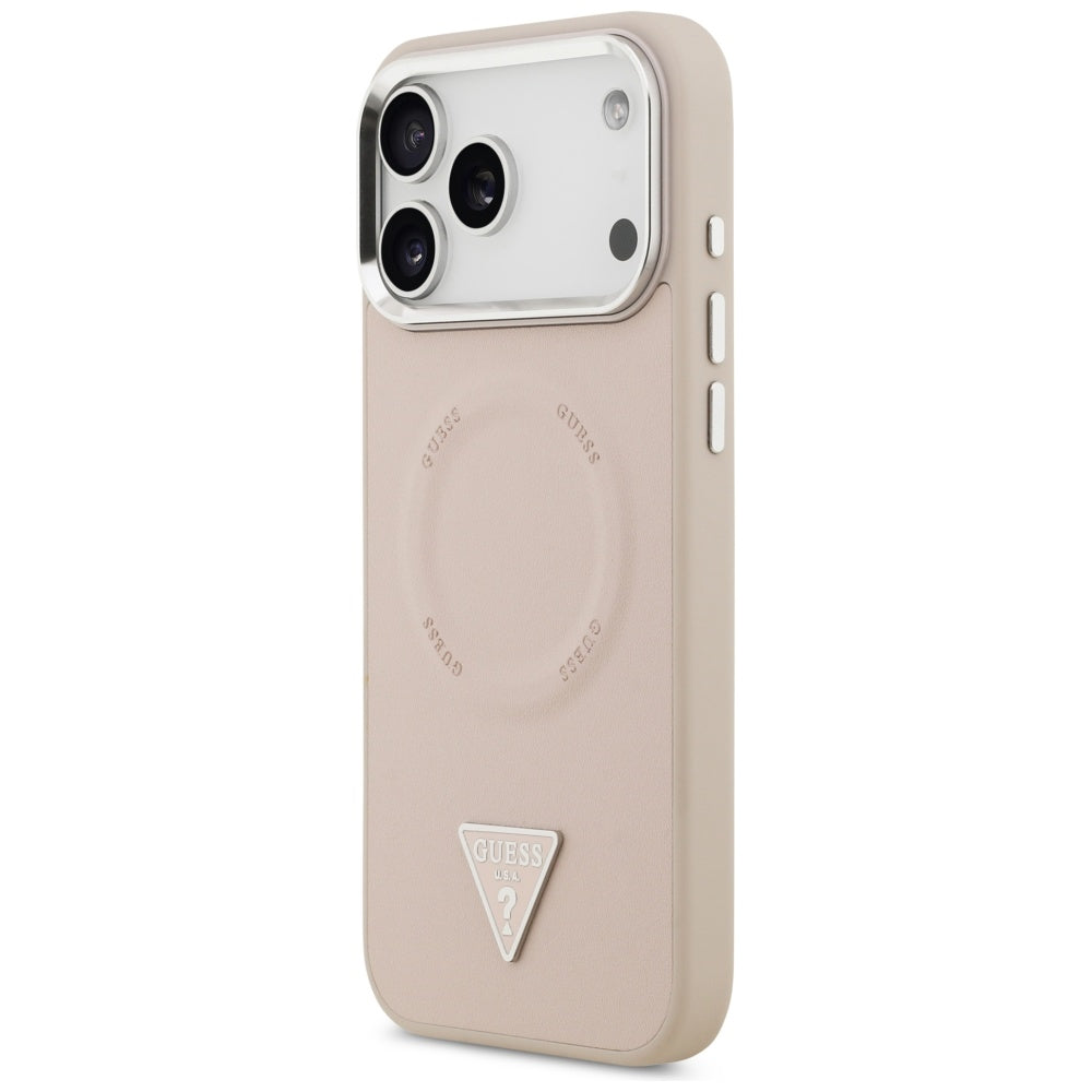 MagSafe cover til Apple iPhone 17 Pro, Guess, Triangle Logo, Sølvrosa