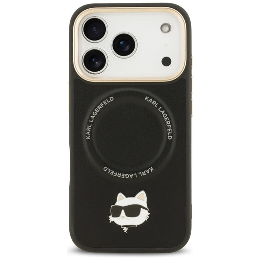 MagSafe cover til Apple iPhone 17 Pro, Karl Lagerfeld, Big Strap Choupette Metal Logo, Sort