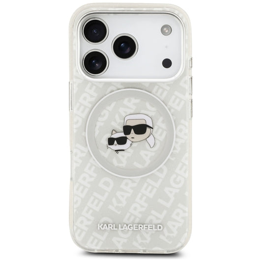 MagSafe cover til Apple iPhone 17 Pro, Karl Lagerfeld, Glitter Karl & Choupette Head, Hvid