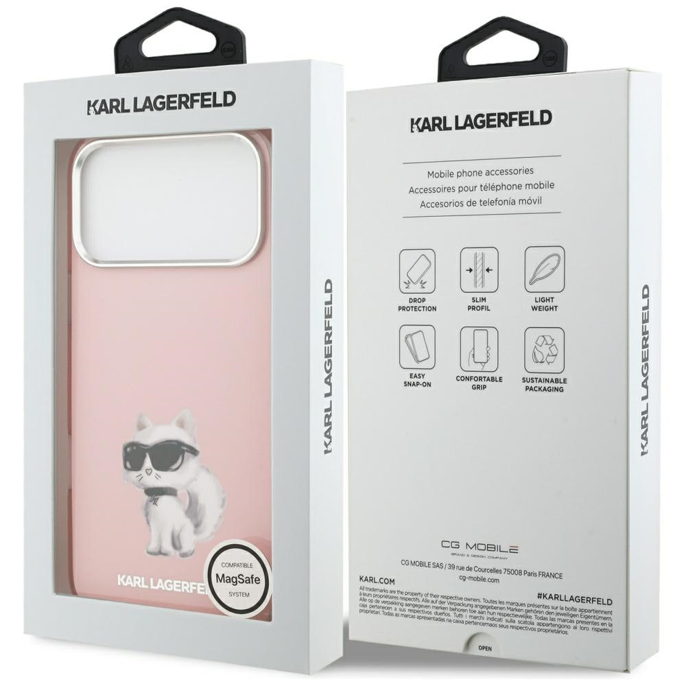 MagSafe cover til Apple iPhone 17 Pro, Karl Lagerfeld, IML Aquarelle Logo Choupette, Pink