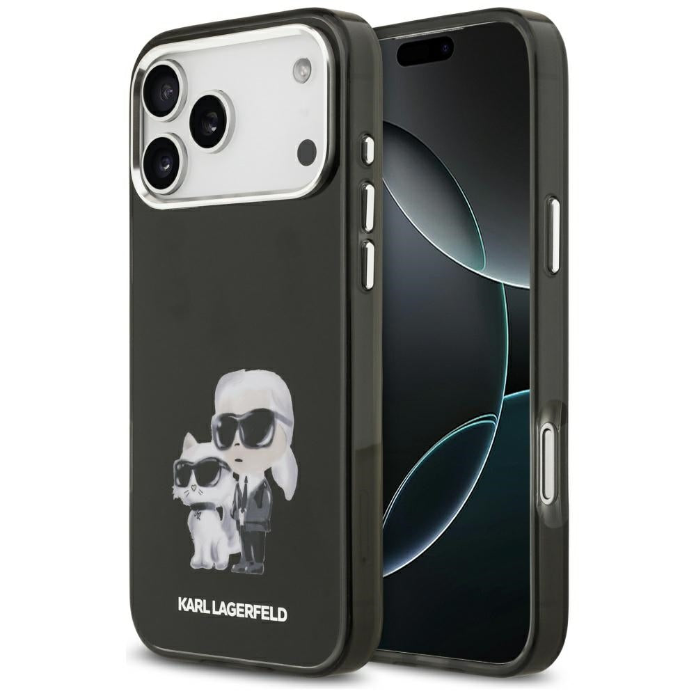 MagSafe cover til Apple iPhone 17 Pro, Karl Lagerfeld, IML Aquarelle Logo Karl & Choupette, Sort