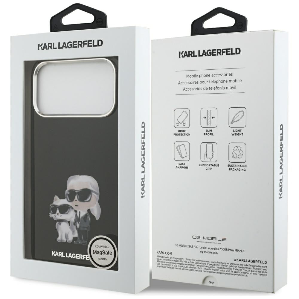 MagSafe cover til Apple iPhone 17 Pro, Karl Lagerfeld, IML Aquarelle Logo Karl & Choupette, Sort