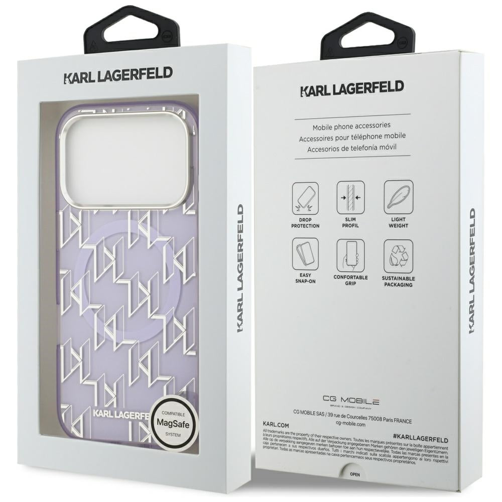 MagSafe cover til Apple iPhone 17 Pro, Karl Lagerfeld, IML KL Monogram, Lilla