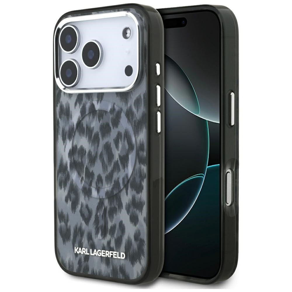 MagSafe cover til Apple iPhone 17 Pro, Karl Lagerfeld, IML Leopard Mønster, Sort