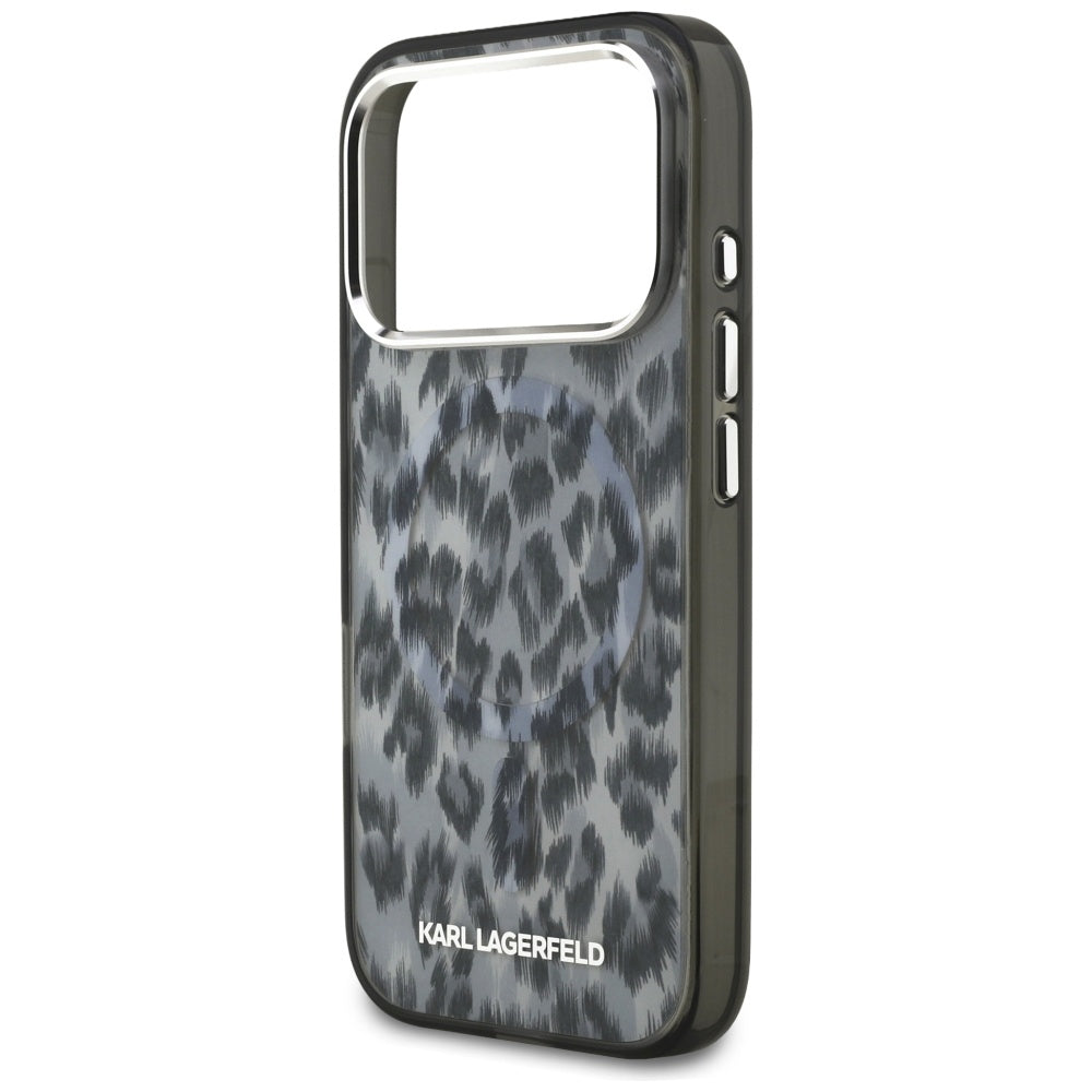 MagSafe cover til Apple iPhone 17 Pro, Karl Lagerfeld, IML Leopard Mønster, Sort