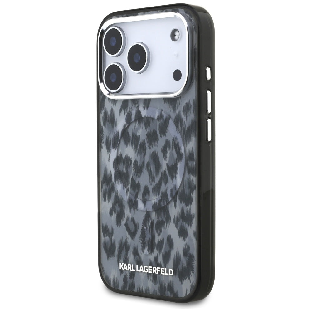 MagSafe cover til Apple iPhone 17 Pro, Karl Lagerfeld, IML Leopard Mønster, Sort