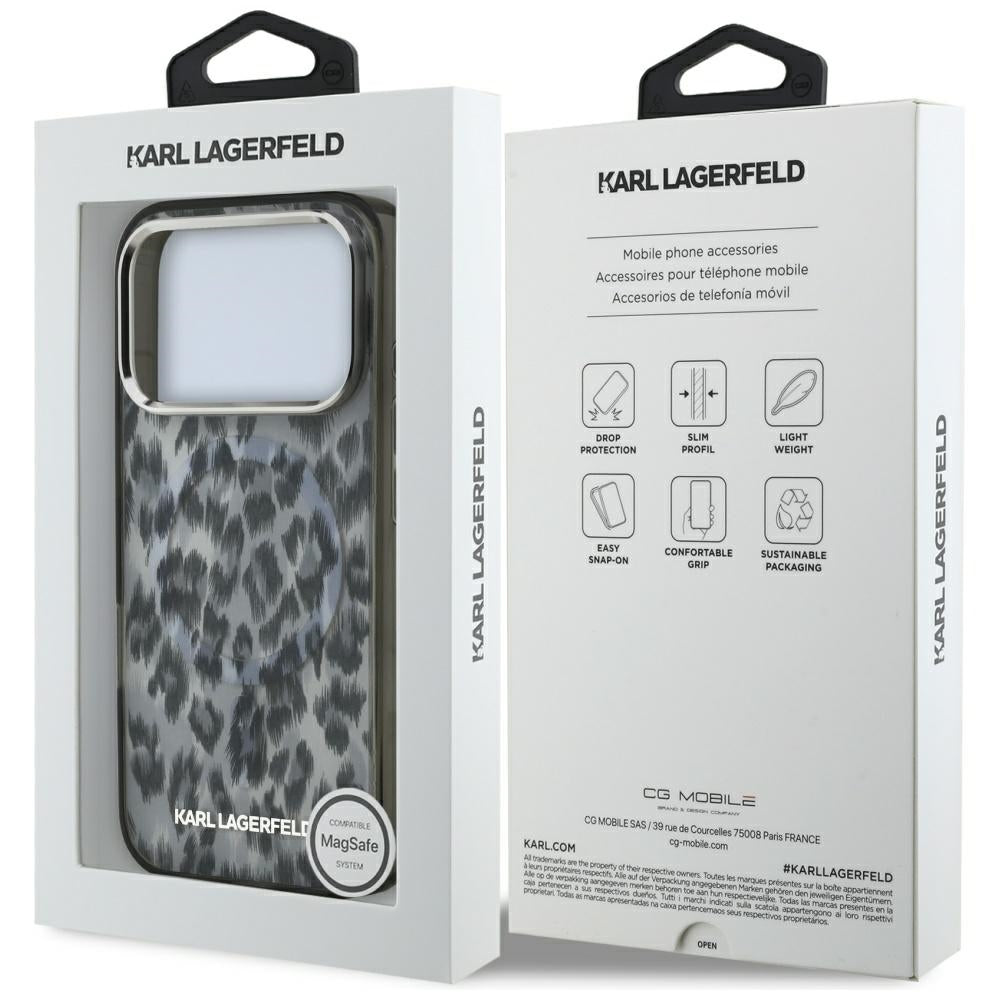 MagSafe cover til Apple iPhone 17 Pro, Karl Lagerfeld, IML Leopard Mønster, Sort