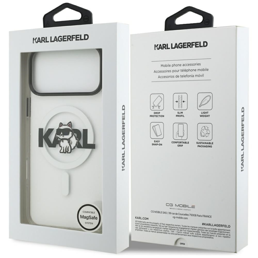 MagSafe cover til Apple iPhone 17 Pro, Karl Lagerfeld, IML Sketch Logo Choupette, Gennemsigtig