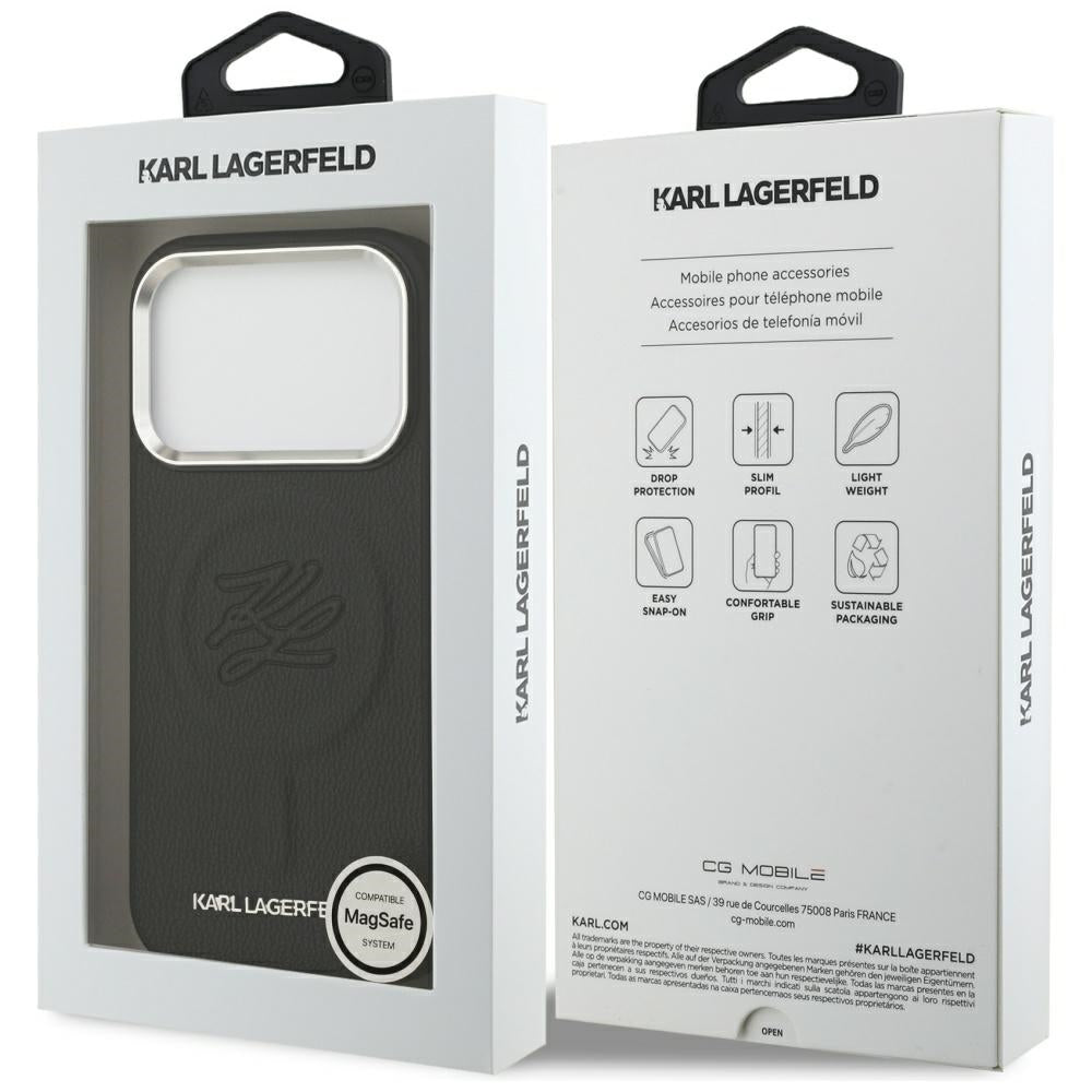 MagSafe cover til Apple iPhone 17 Pro, Karl Lagerfeld, Initial & Metal Logo, Sort