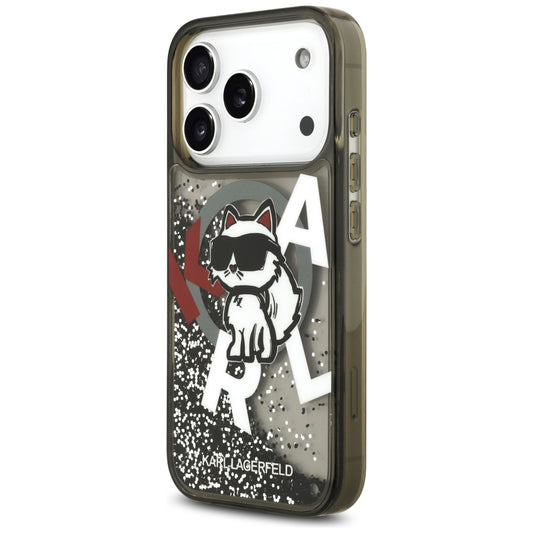 MagSafe cover til Apple iPhone 17 Pro, Karl Lagerfeld, Liquid Glitter Choupette Logo, Sort