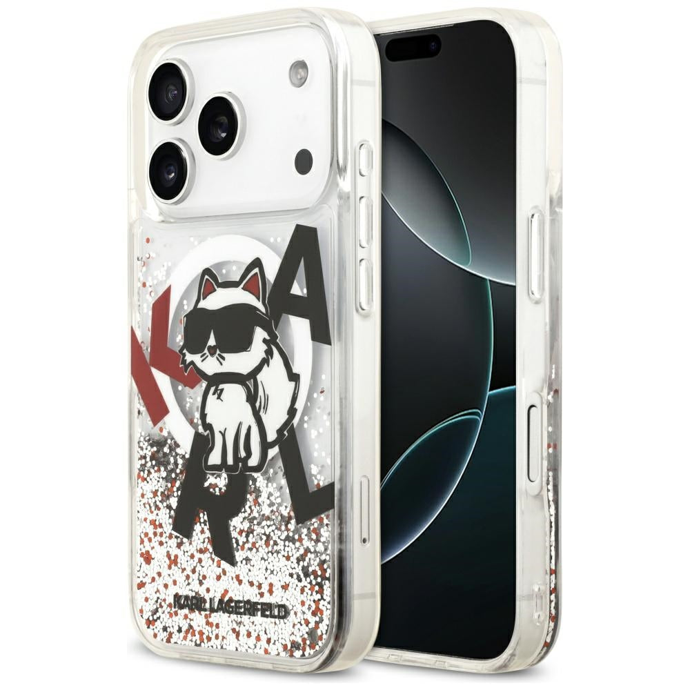 MagSafe cover til Apple iPhone 17 Pro, Karl Lagerfeld, Liquid Glitter Choupette Logo, Transparent