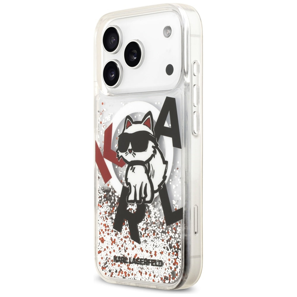 MagSafe cover til Apple iPhone 17 Pro, Karl Lagerfeld, Liquid Glitter Choupette Logo, Transparent
