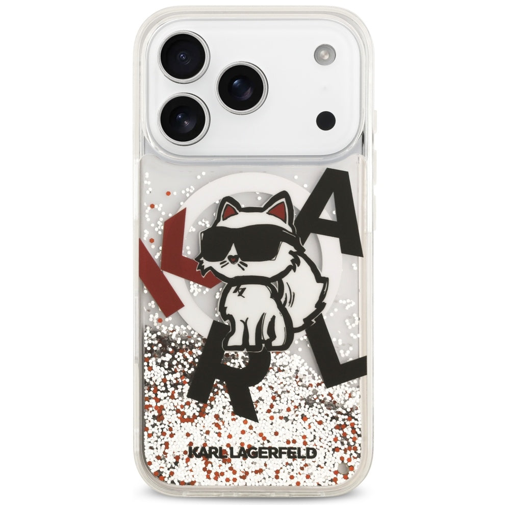 MagSafe cover til Apple iPhone 17 Pro, Karl Lagerfeld, Liquid Glitter Choupette Logo, Transparent