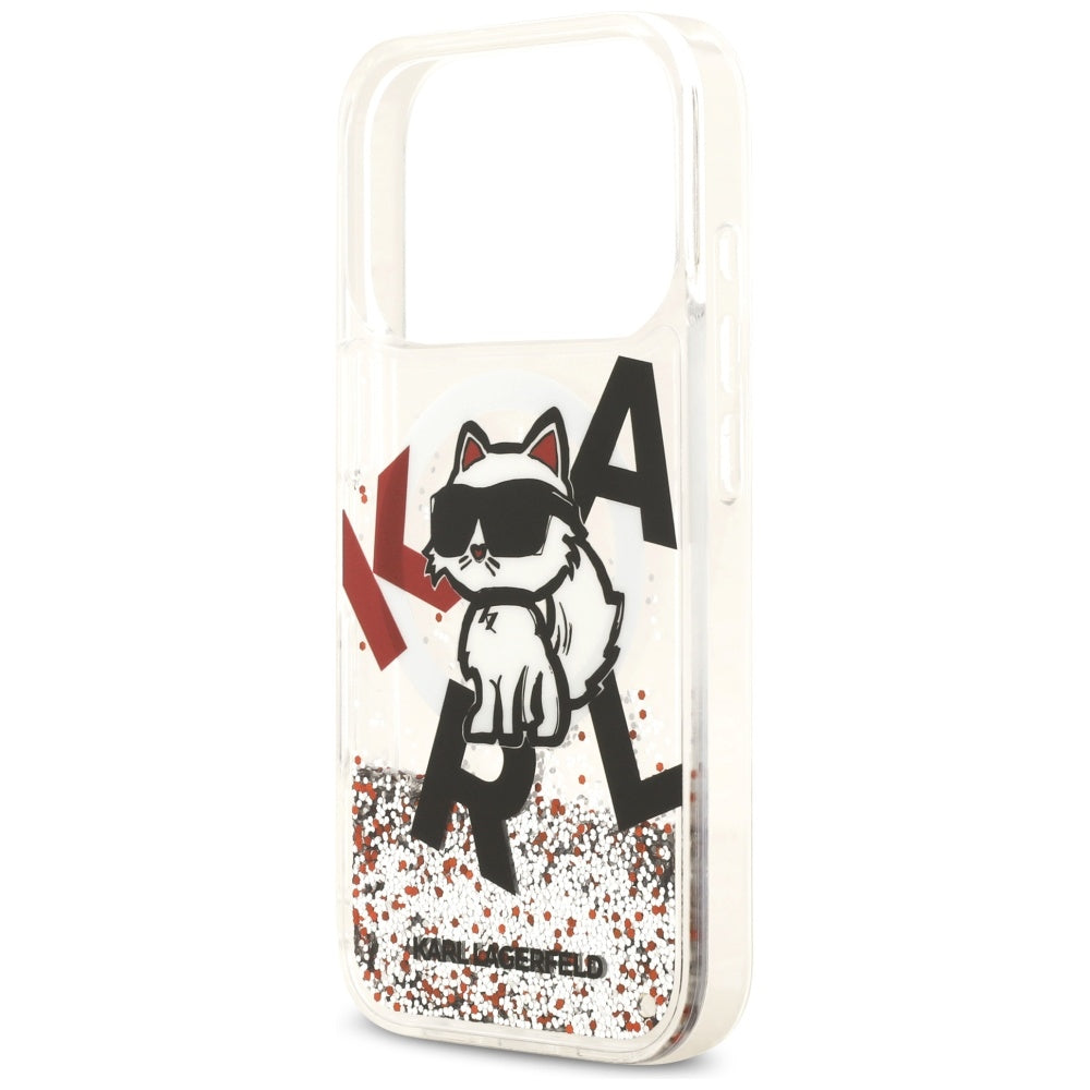 MagSafe cover til Apple iPhone 17 Pro, Karl Lagerfeld, Liquid Glitter Choupette Logo, Transparent