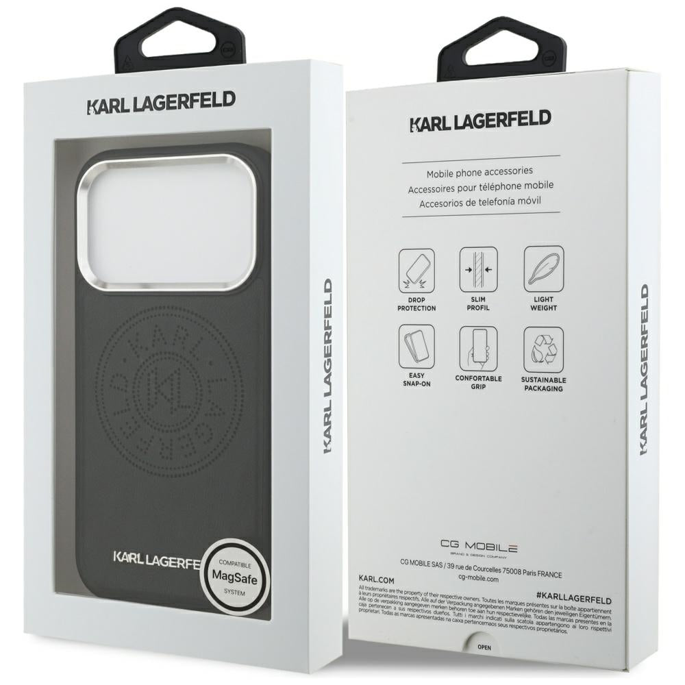 MagSafe cover til Apple iPhone 17 Pro, Karl Lagerfeld, Point & Metal Logo, Sort