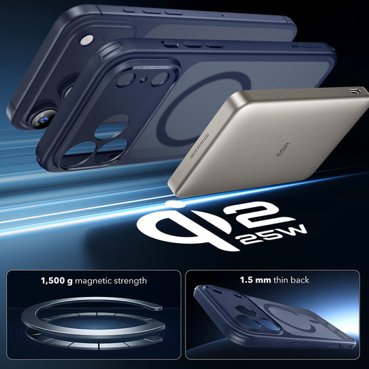 MagSafe cover til Apple iPhone 17 Pro Max, ESR, Classic Hybrid, Satinblå