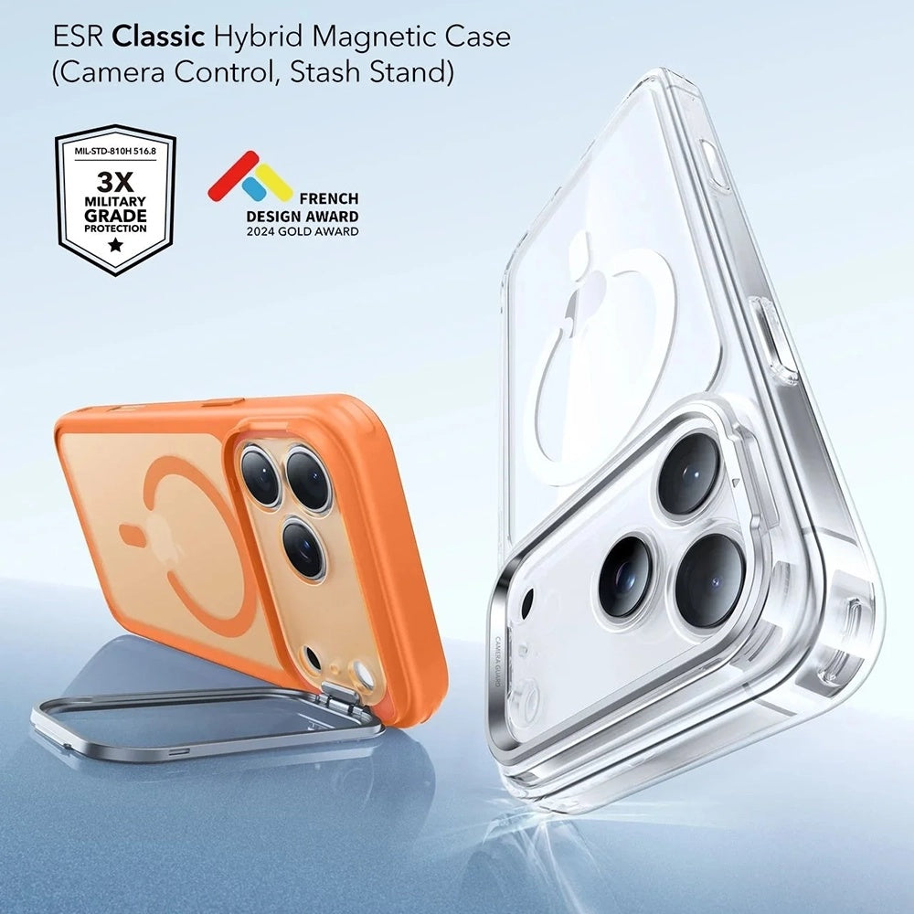 MagSafe cover til Apple iPhone 17 Pro Max, ESR, Classic Hybrid Kickstand, Satin Orange