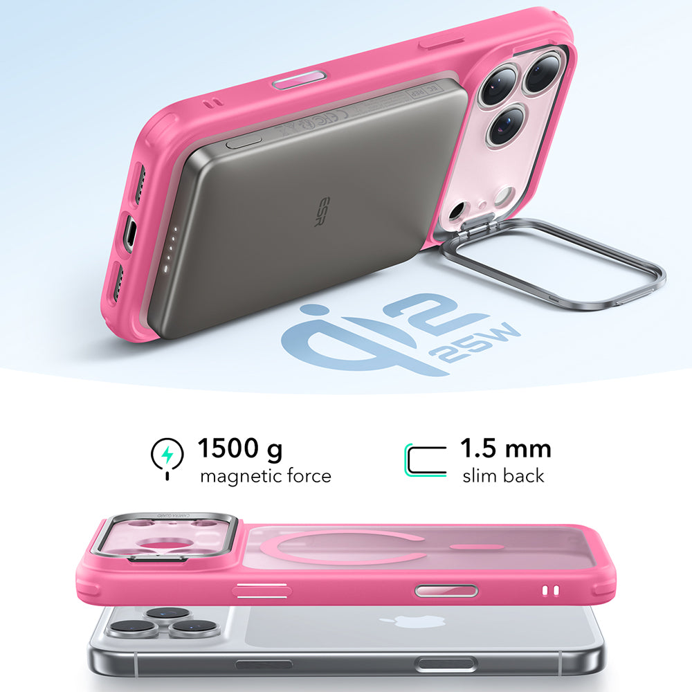 MagSafe cover til Apple iPhone 17 Pro Max, ESR, Classic Hybrid Kickstand, Satinrosa