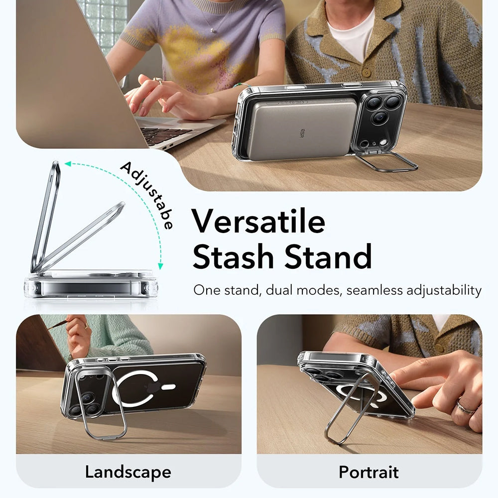 MagSafe cover til Apple iPhone 17 Pro Max, ESR, Classic Hybrid Kickstand, Transparent