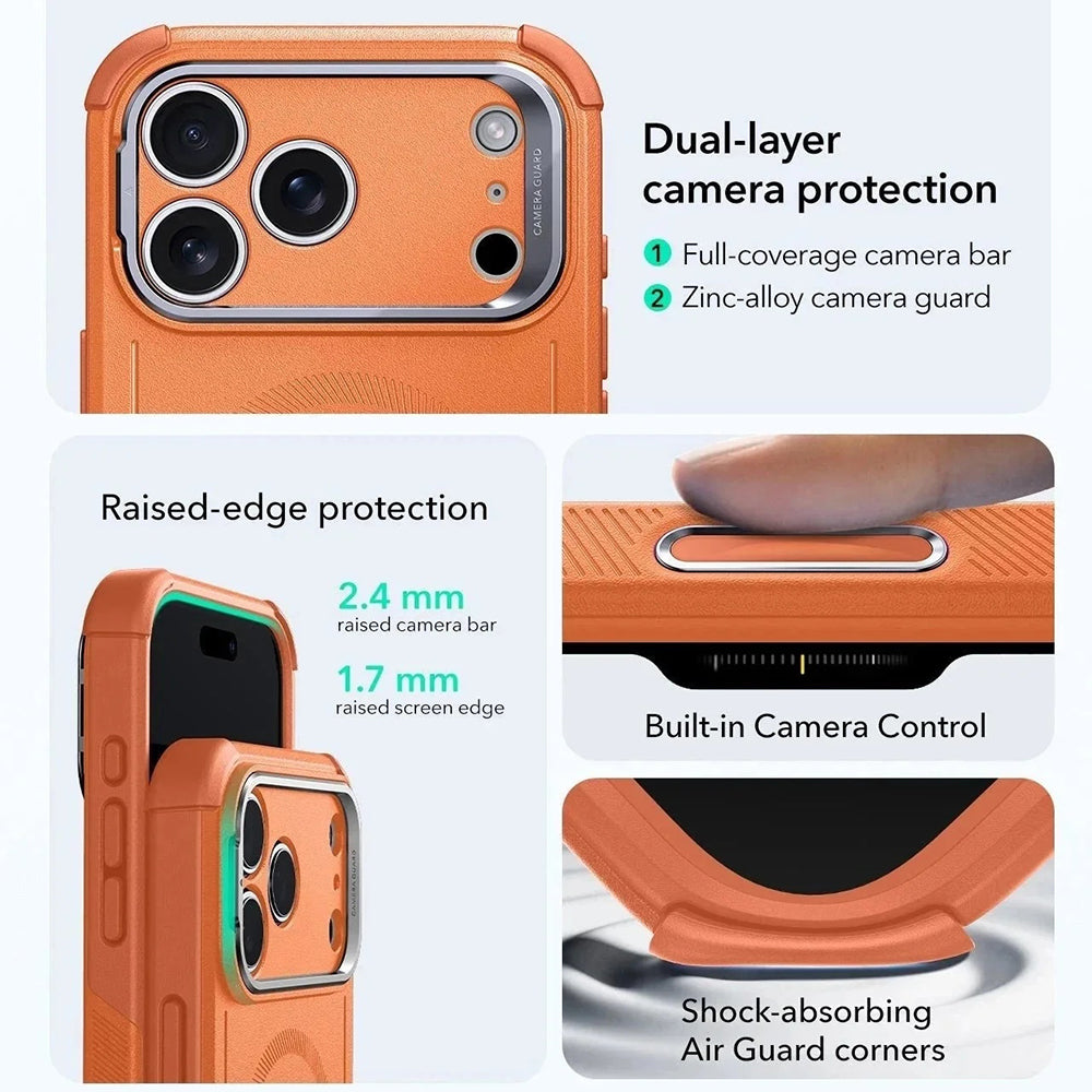 MagSafe cover til Apple iPhone 17 Pro Max, ESR, Cyber Armor Kickstand, Orange