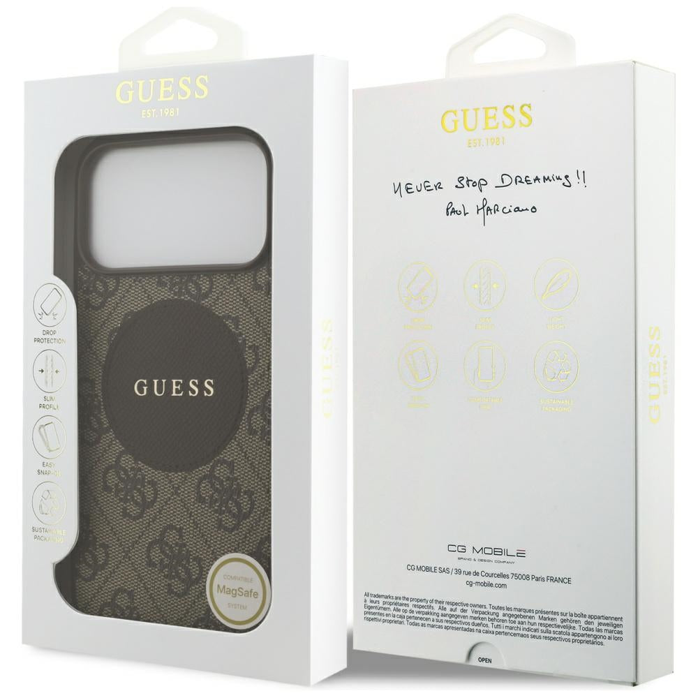 MagSafe cover til Apple iPhone 17 Pro Max, Guess, 4G Circle Classic Logo, Brun