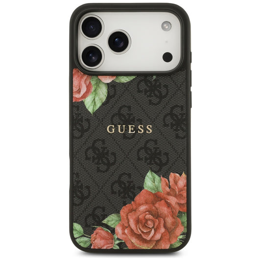 MagSafe cover til Apple iPhone 17 Pro Max, Guess, 4G Flowers Print, Sort