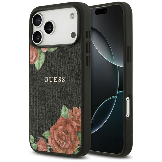 MagSafe cover til Apple iPhone 17 Pro Max, Guess, 4G Flowers Print, Sort