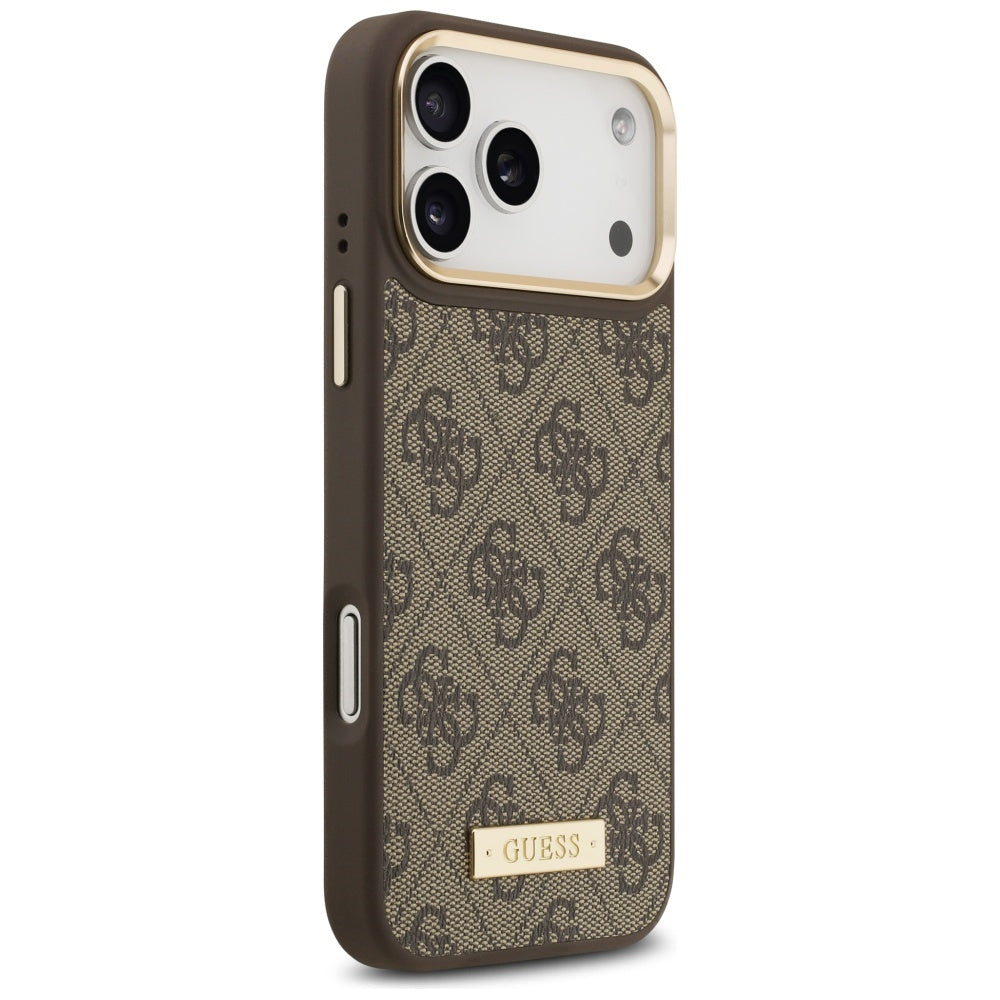 MagSafe cover til Apple iPhone 17 Pro Max, Guess, 4G Logo Plate, Brun