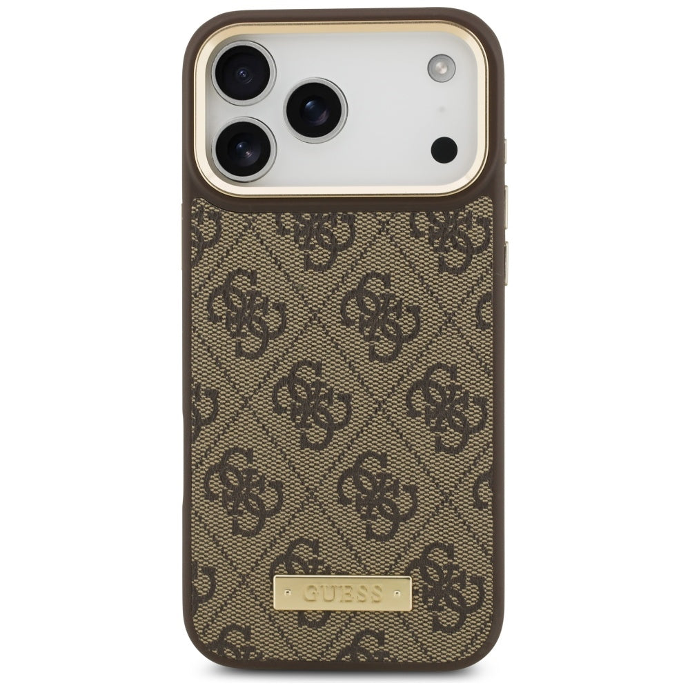 MagSafe cover til Apple iPhone 17 Pro Max, Guess, 4G Logo Plate, Brun