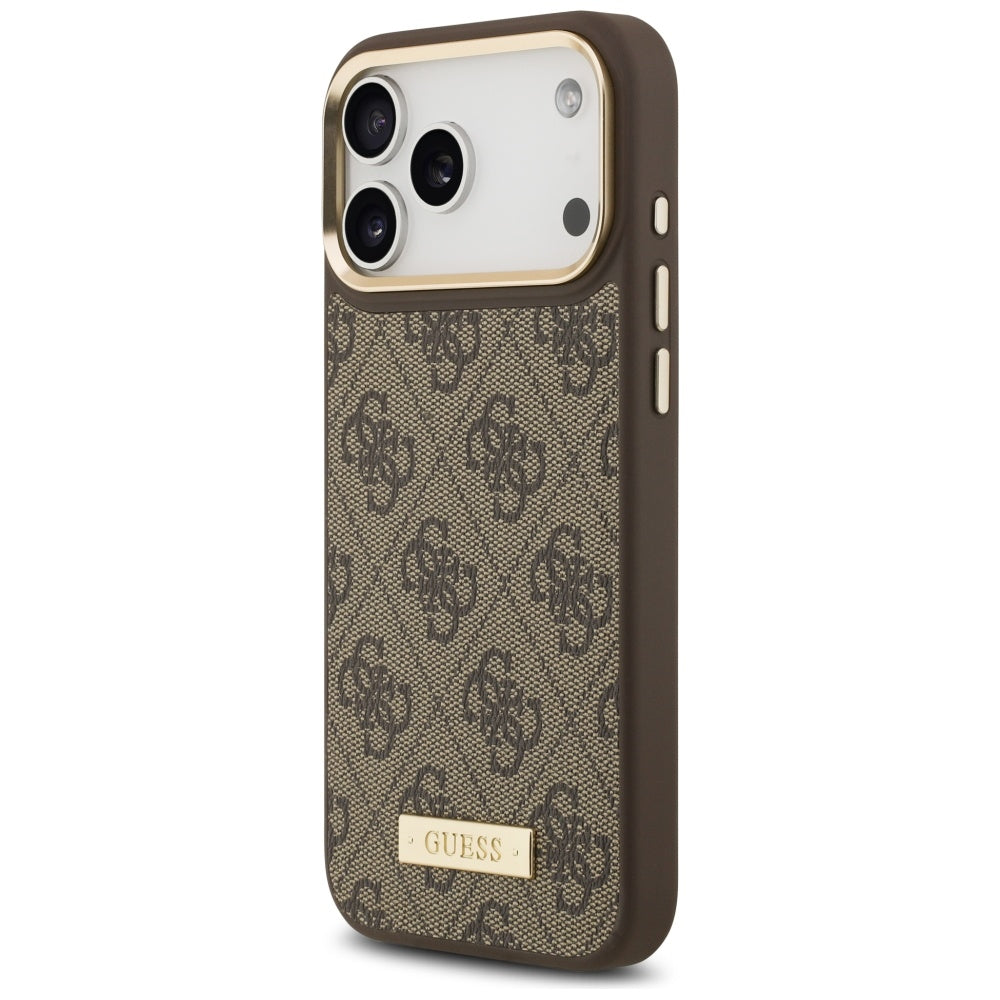 MagSafe cover til Apple iPhone 17 Pro Max, Guess, 4G Logo Plate, Brun