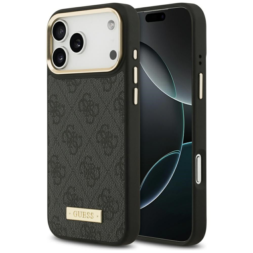 MagSafe cover til Apple iPhone 17 Pro Max, Guess, 4G Logo Plate, Sort