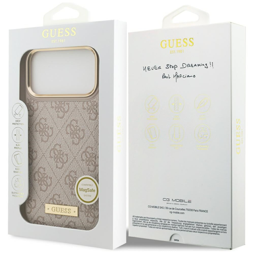 MagSafe cover til Apple iPhone 17 Pro Max, Guess, 4G Logo Plate, Pink