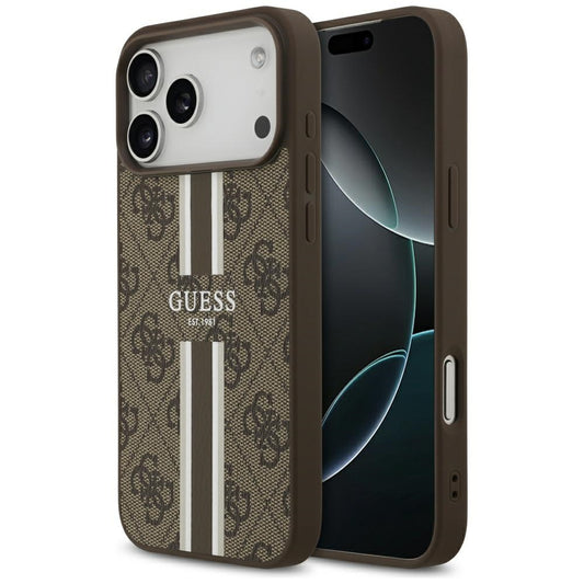 MagSafe cover til Apple iPhone 17 Pro Max, Guess, 4G Printed Stripes, Brun