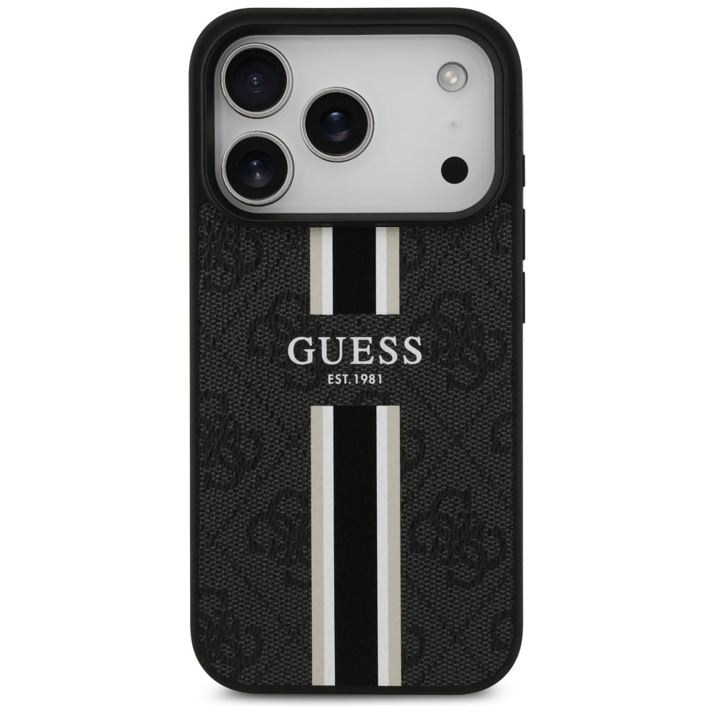MagSafe cover til Apple iPhone 17 Pro Max, Guess, 4G Printed Stripes, Sort