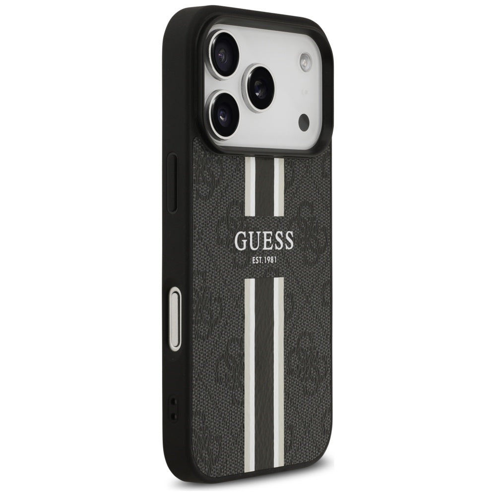 MagSafe cover til Apple iPhone 17 Pro Max, Guess, 4G Printed Stripes, Sort