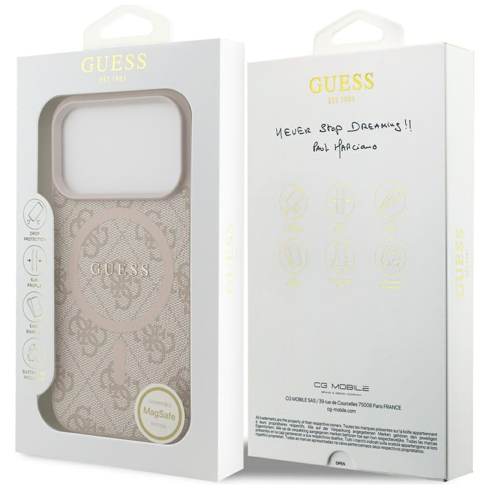MagSafe cover til Apple iPhone 17 Pro Max, Guess, 4G Ring Classic Logo, Pink