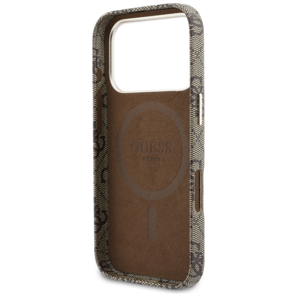 MagSafe cover til Apple iPhone 17 Pro Max, Guess, 4G Script Logo, Brun