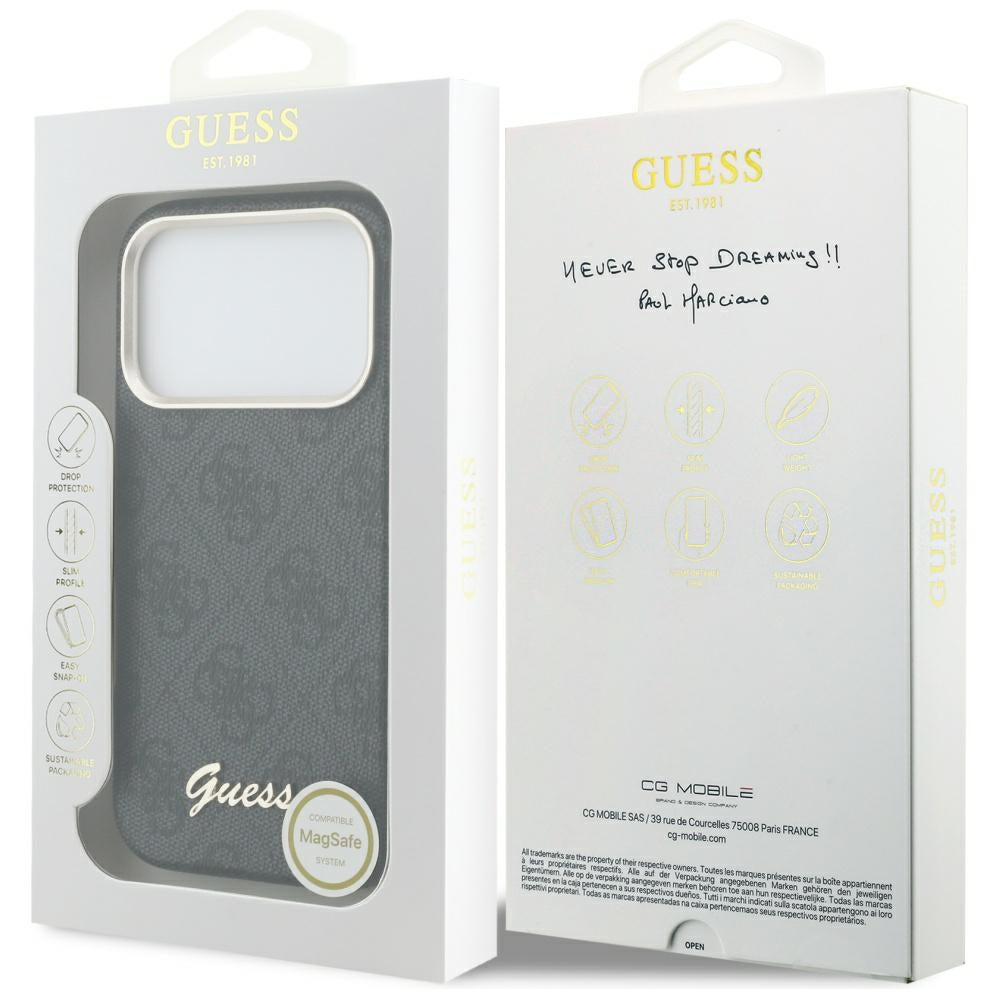 MagSafe cover til Apple iPhone 17 Pro Max, Guess, 4G Script Logo, Sort