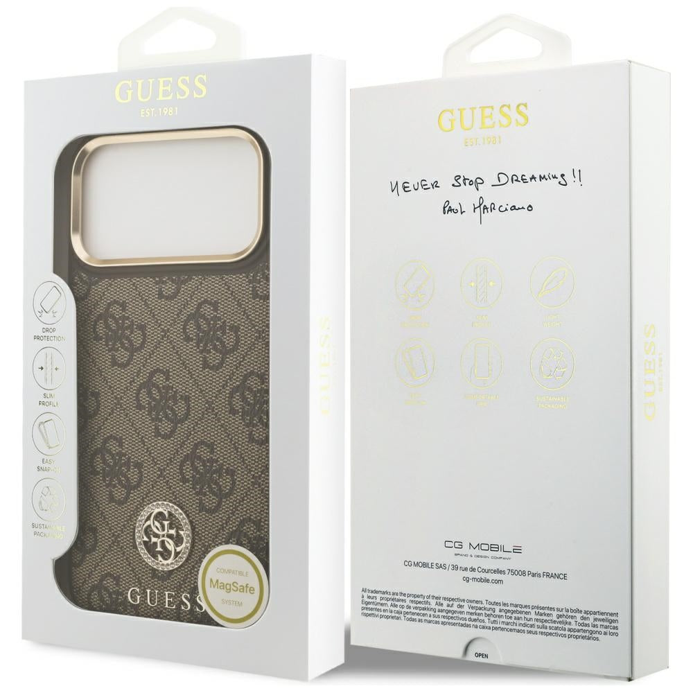 MagSafe cover til Apple iPhone 17 Pro Max, Guess, 4G Strass Logo, Brun