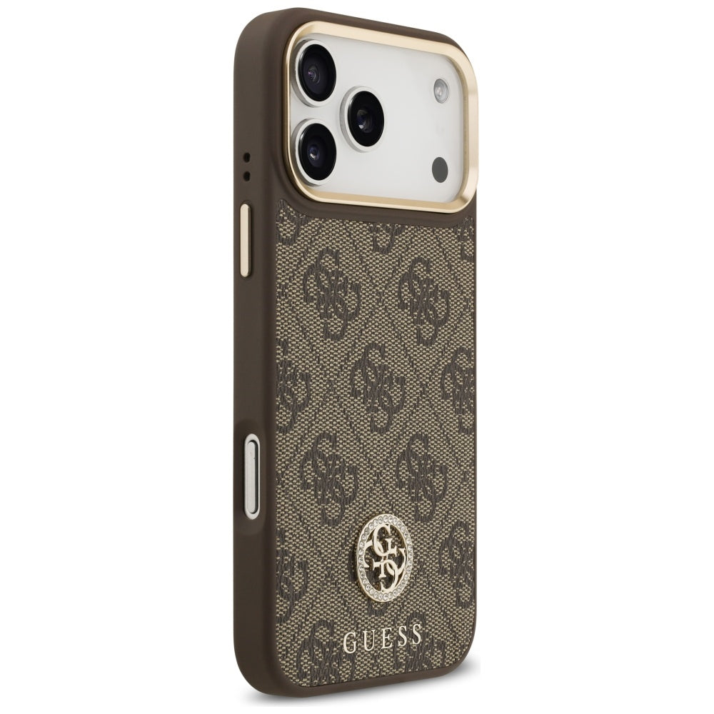 MagSafe cover til Apple iPhone 17 Pro Max, Guess, 4G Strass Logo med stor rem, Brun