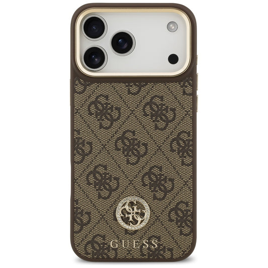 MagSafe cover til Apple iPhone 17 Pro Max, Guess, 4G Strass Logo med stor rem, Brun