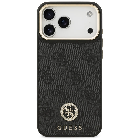 MagSafe cover til Apple iPhone 17 Pro Max, Guess, 4G Strass Logo med stor rem, sort